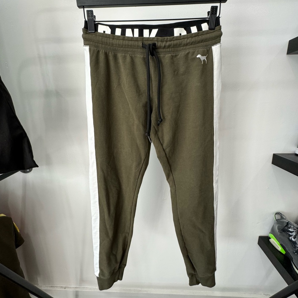 Green and white Victoria's Secret PINK sweatpants